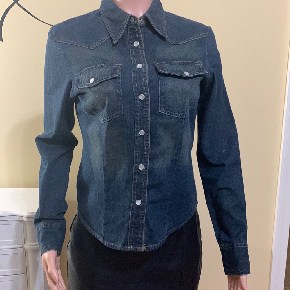 🔥Vintage Denim Pearl Snap Western Shirt🔥